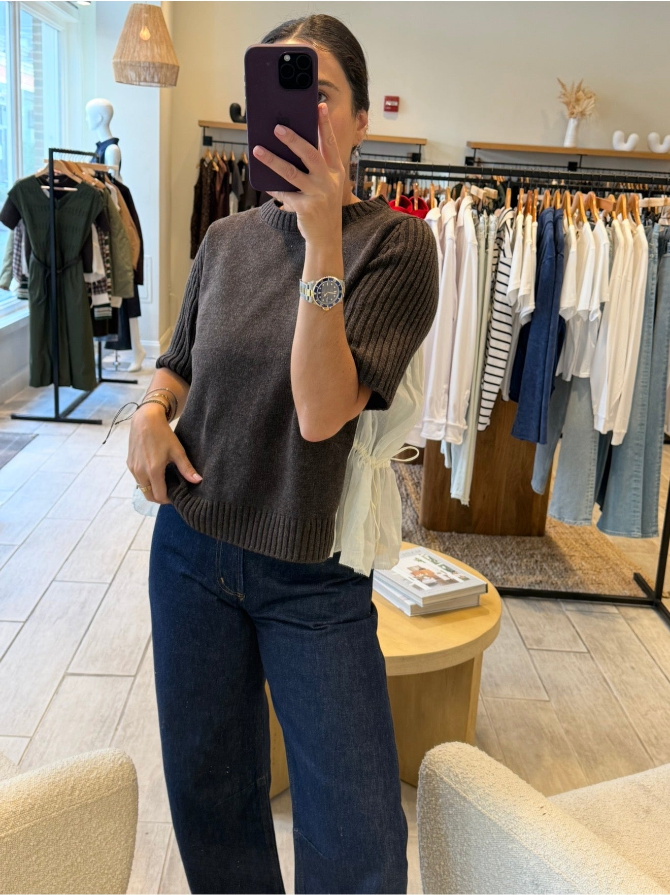 Mallory Combo Knit S/SLV Sweater 2