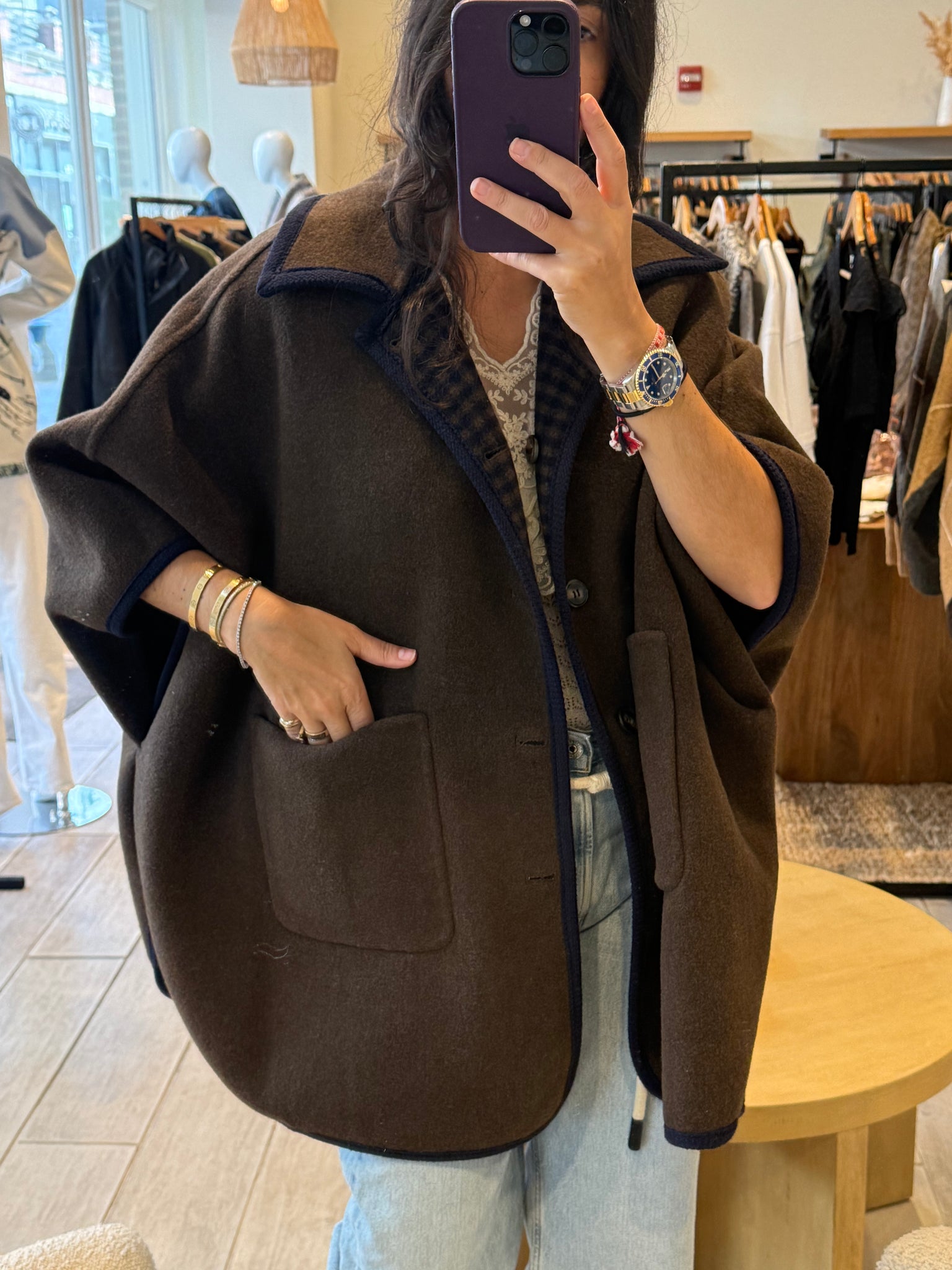 Reversible Cashmere Cape Coat 4