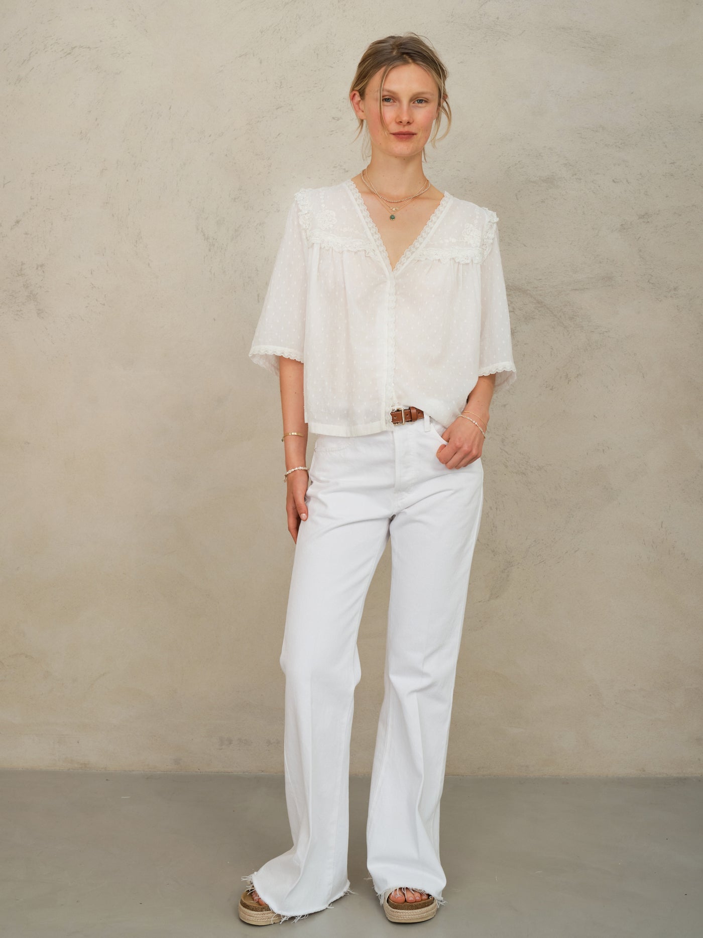 Brea Frill Embroidered Top 2