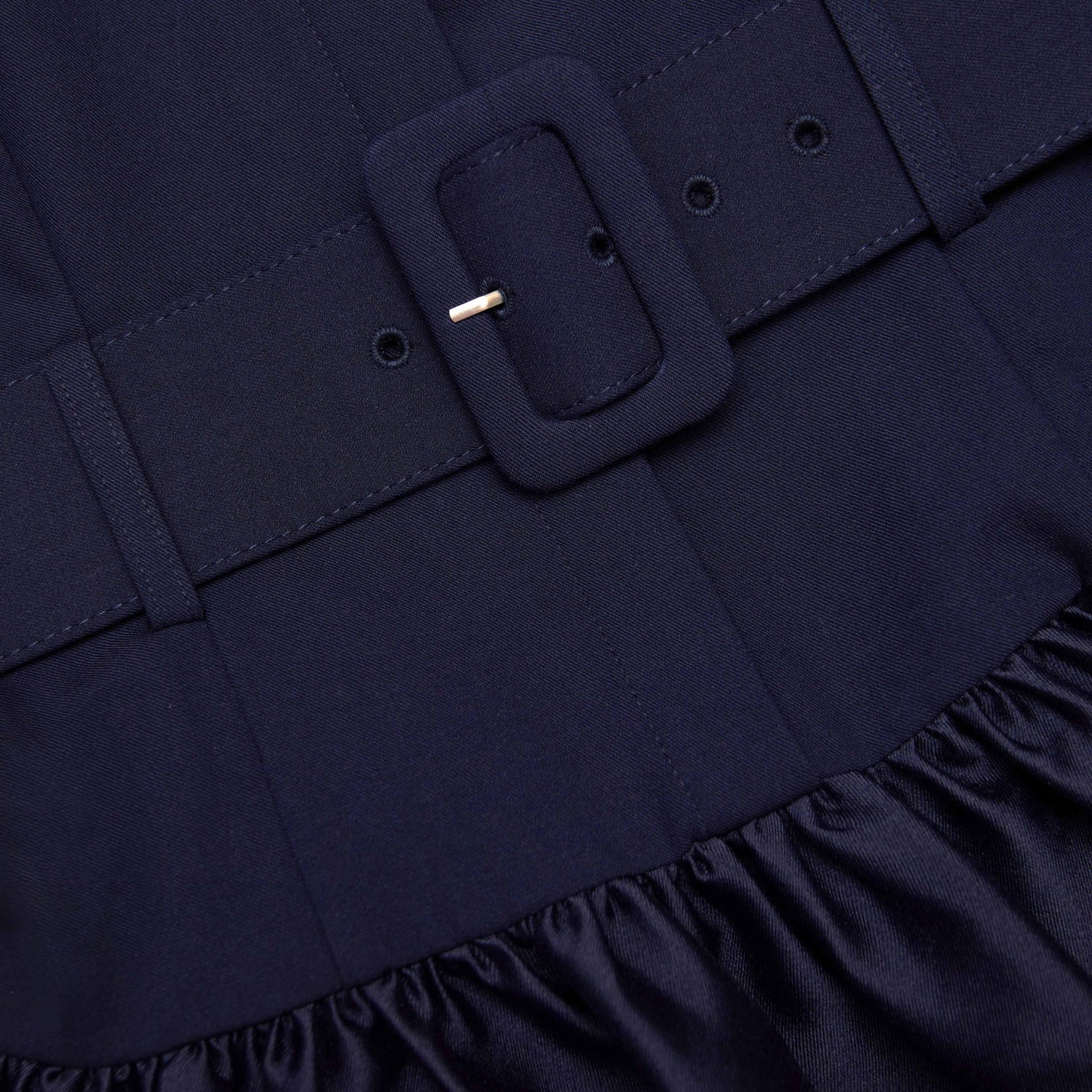 Navy Belted Twill Midi Dress 3