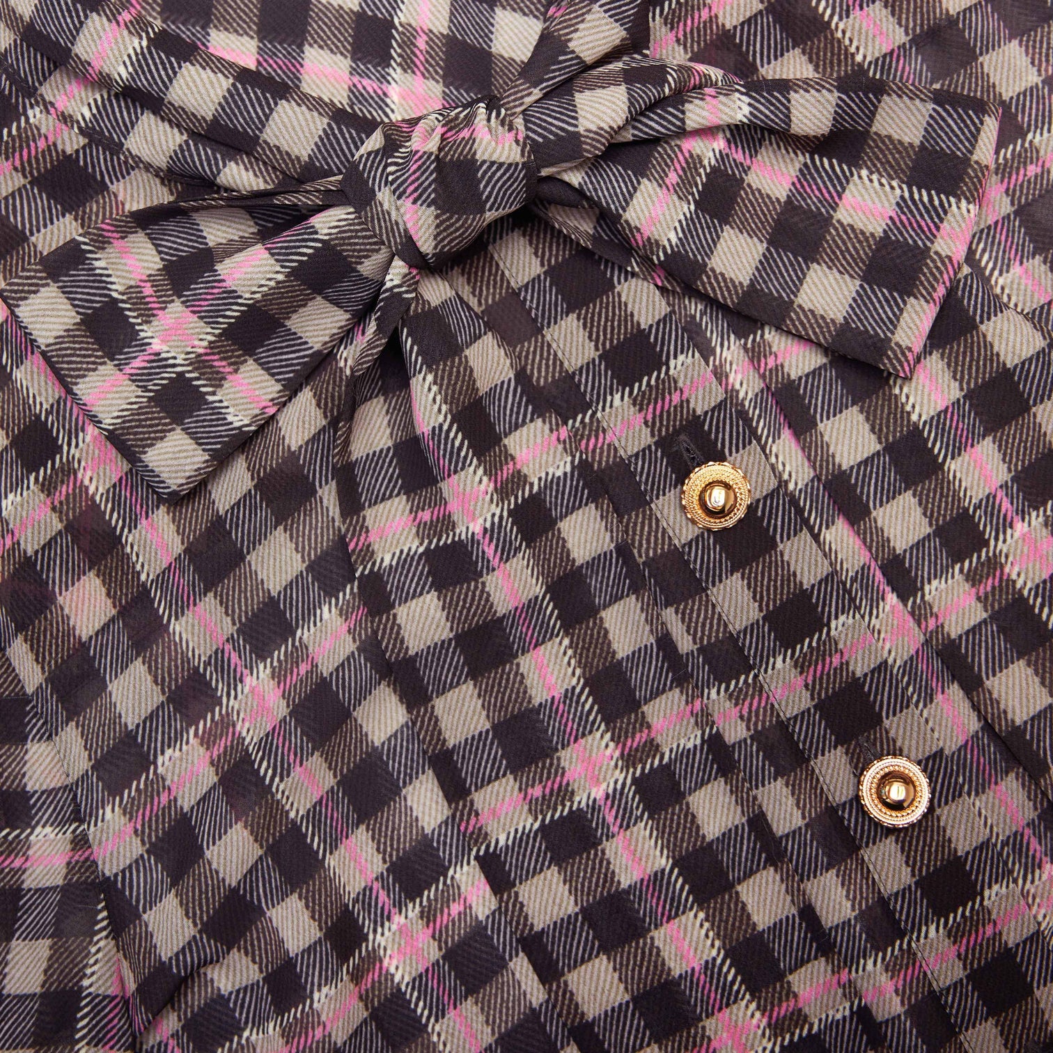 Brown Check Chiffon Blouse 3