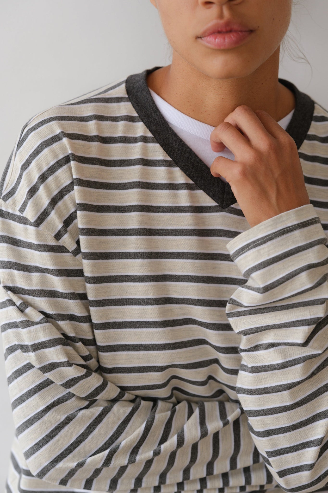 The Jersey Stripe Boyfriend V-Neck 1