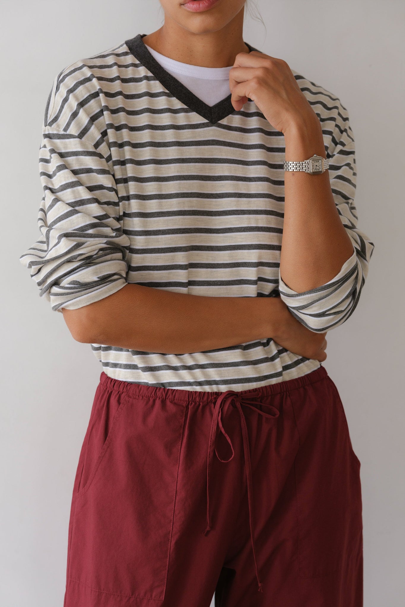 The Jersey Stripe Boyfriend V-Neck 2