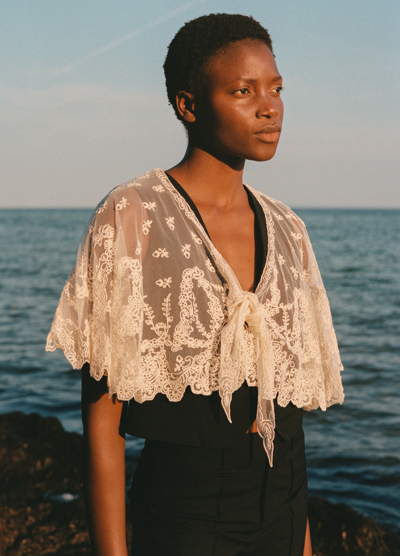 Elisa Tropical Wool Capelet Vest 1