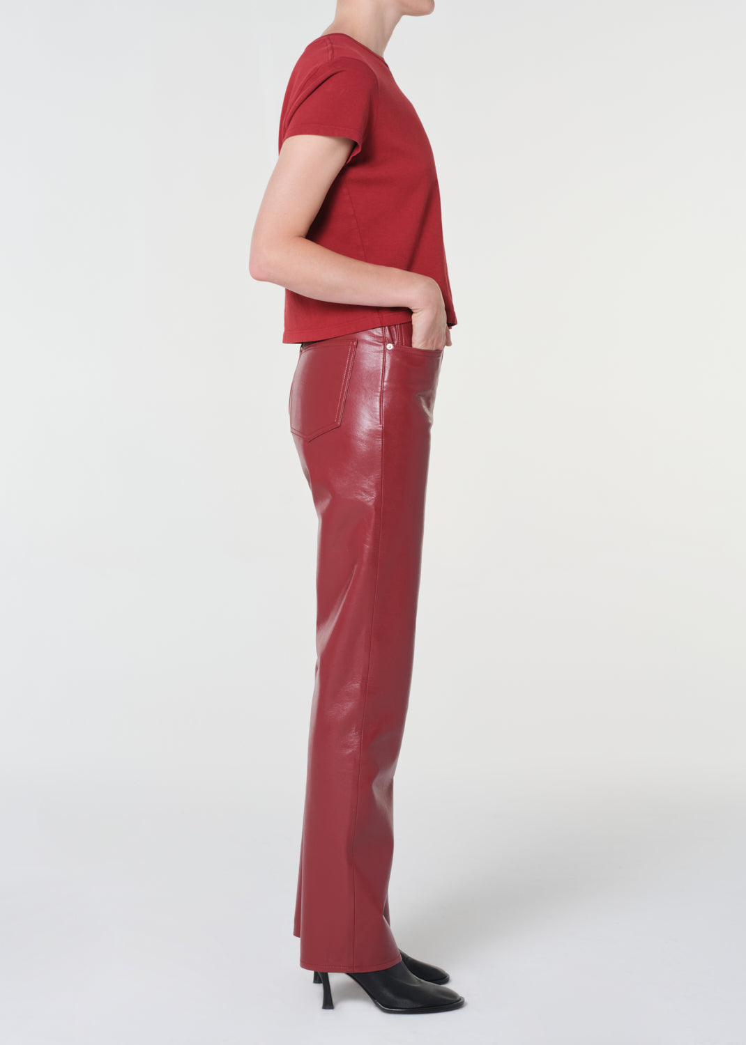 90's Pinch Waist Long in Leather 3